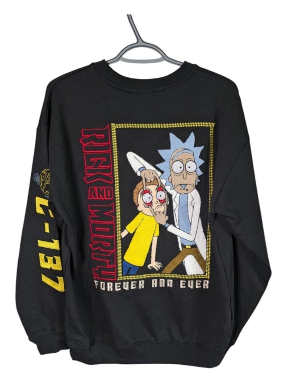 Rick And Morty Forever And Ever Crewneck Sweater Black Size Small Unisex